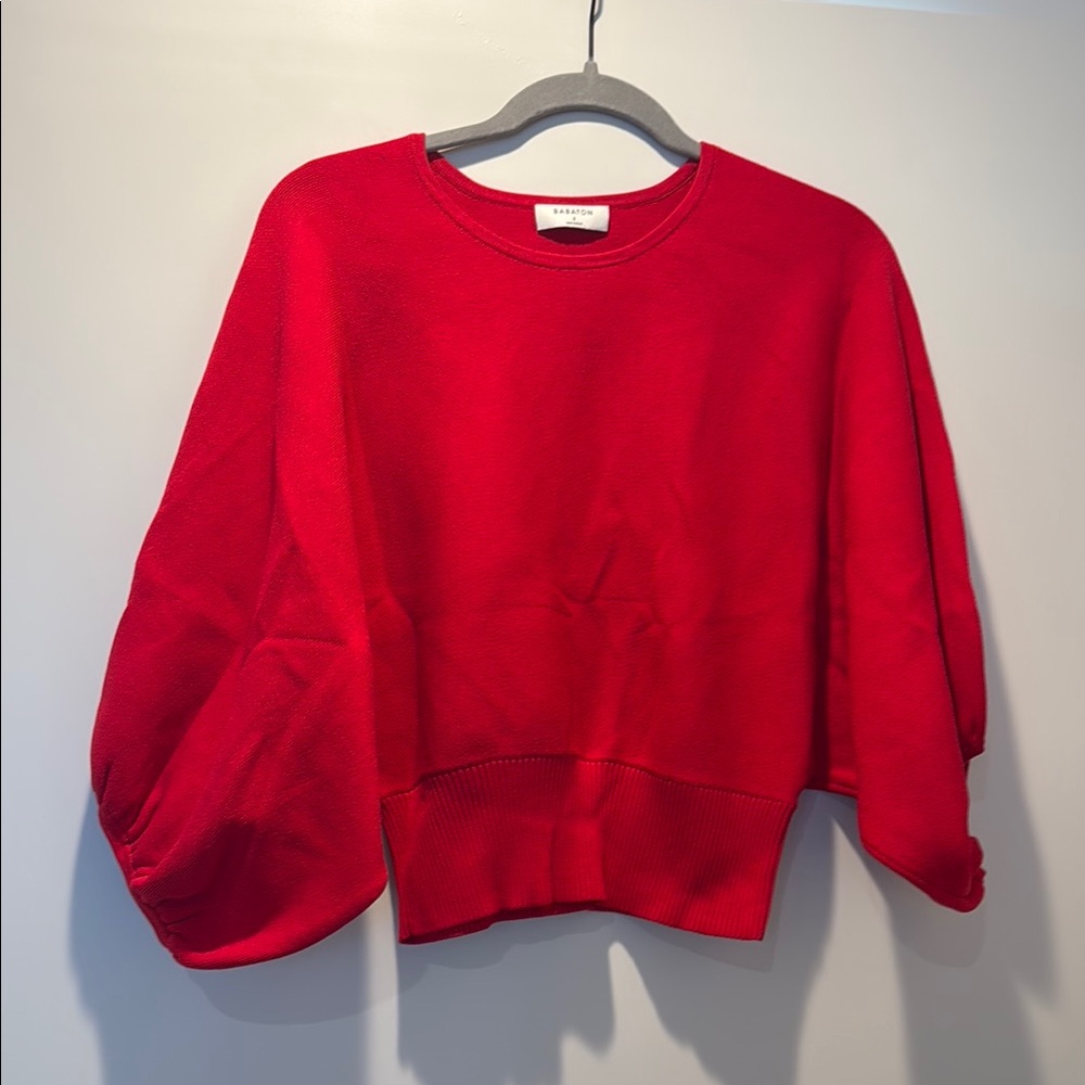 Aritzia Babaton Red Sweater with balloon sleeves